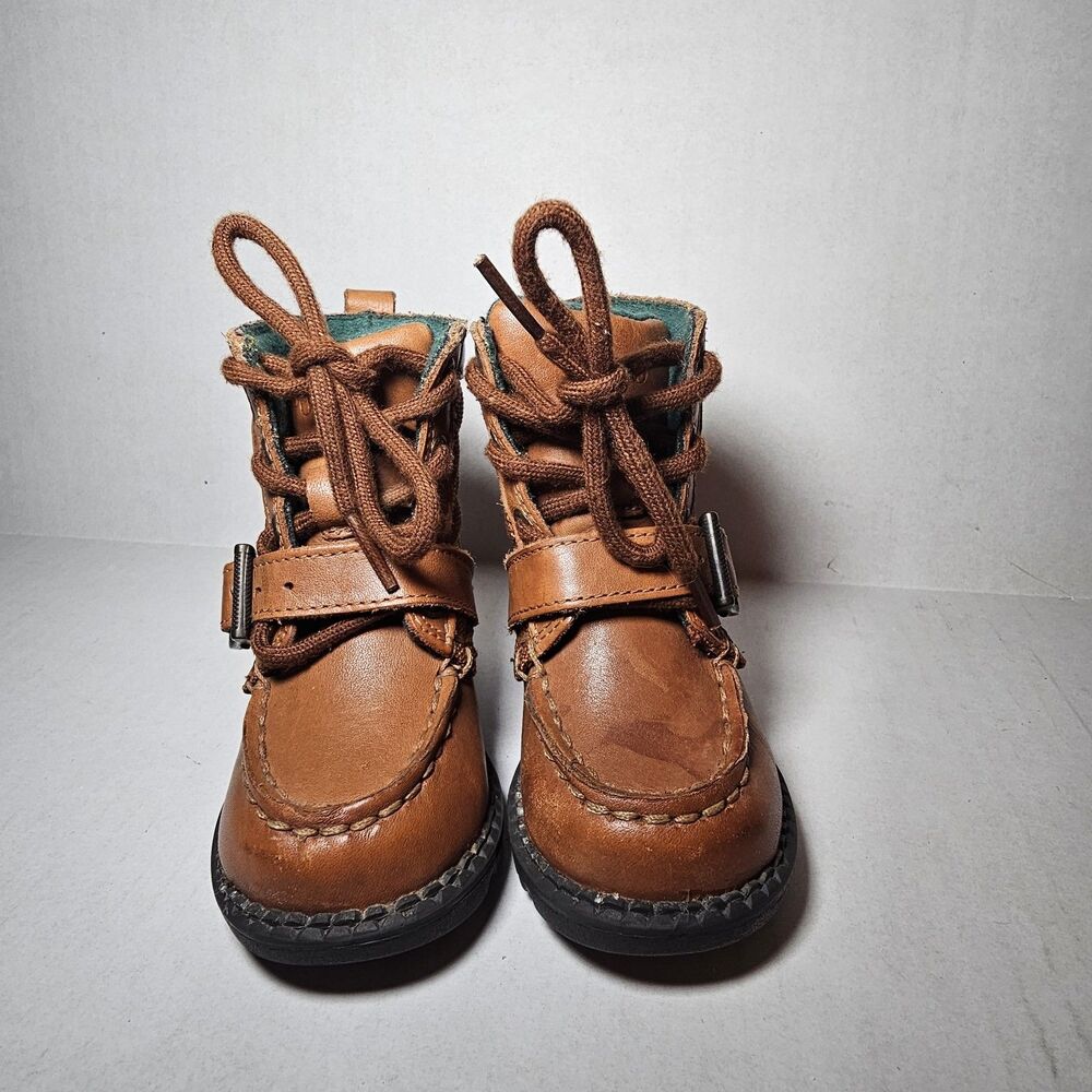 Polo Ralph Lauren Ranger Hi II Brown Tan Leather Toddler Boots Size 4